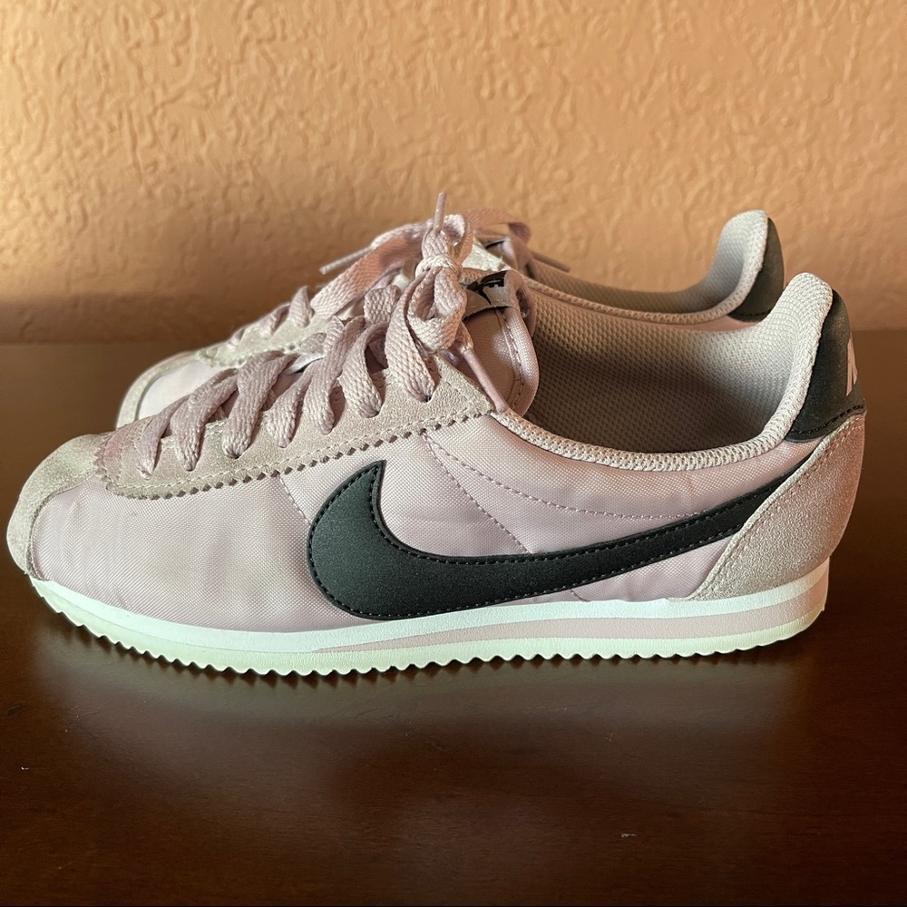 Nike Pink and Black Suede and Nylon Sneakers